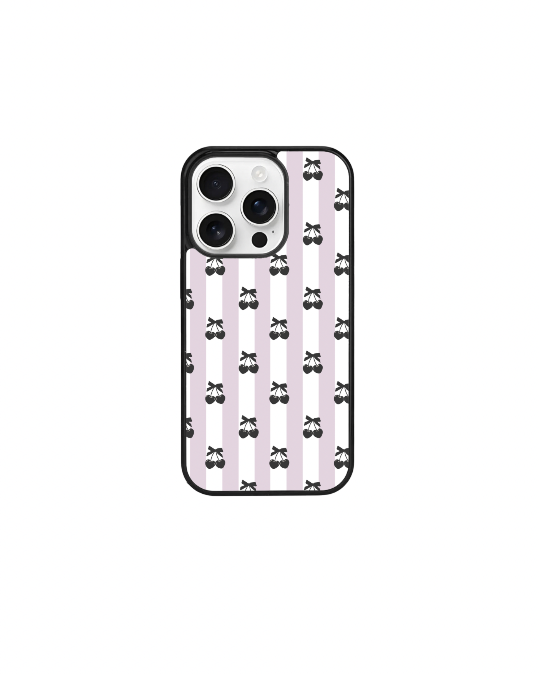 a phone case with a repeating pattern of black and white ballet slippers on a pink background.