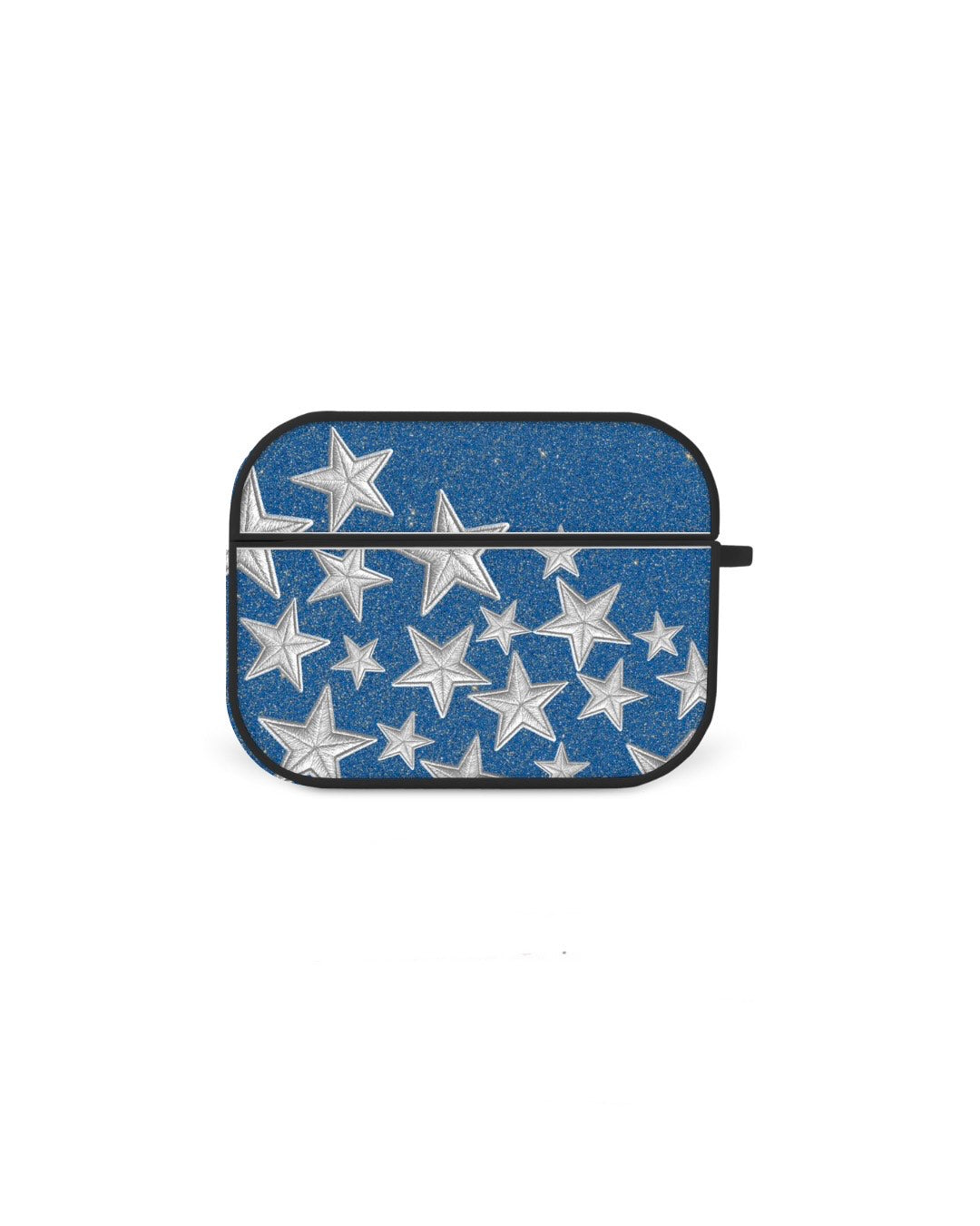 A blue and white star-patterned case or cover for a smartphone or other electronic device.